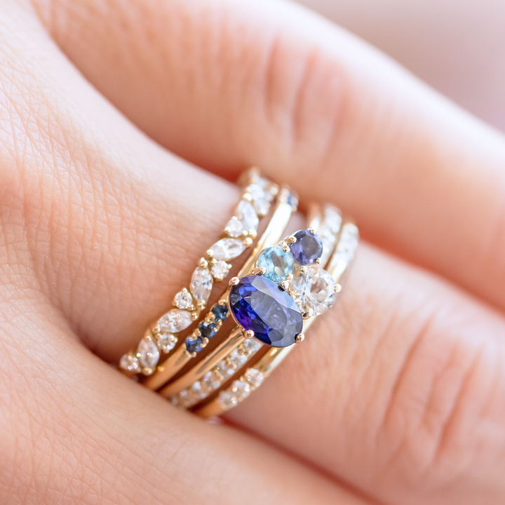 1.5mm Marquise & Round Cut Half Eternity Wedding Band