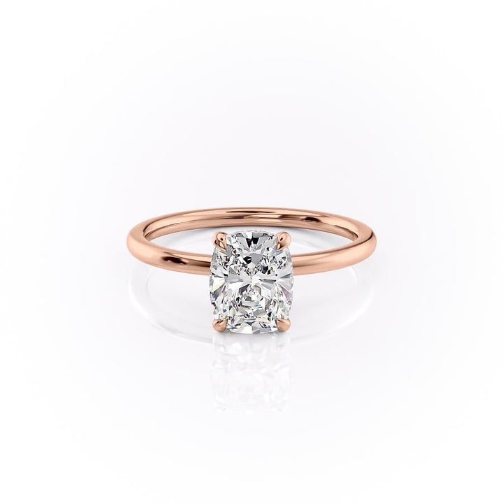 2.0CT Elongated Cushion Cut Solitaire Hidden Halo Moissanite Engagement Ring