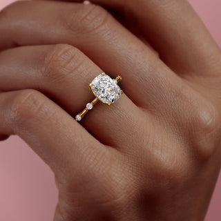 2.0CT Elongated Cushion Cut Solitaire Dainty Pave Moissanite Engagement Ring