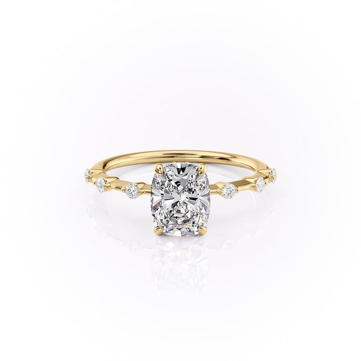 2.0CT Elongated Cushion Cut Solitaire Dainty Pave Moissanite Engagement Ring