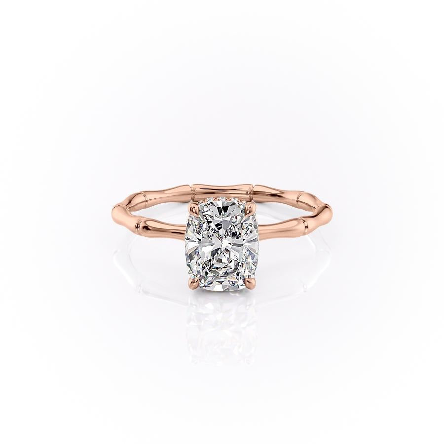2.0CT Cushion Cut Solitaire Hidden Halo Setting Moissanite Engagement Ring