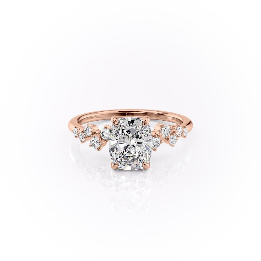 2.0CT Cushion Cut Hidden Halo Unique Pave Moissanite Engagement Ring