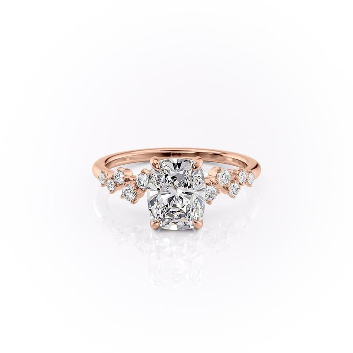 2.0CT Cushion Cut Hidden Halo Unique Pave Moissanite Engagement Ring