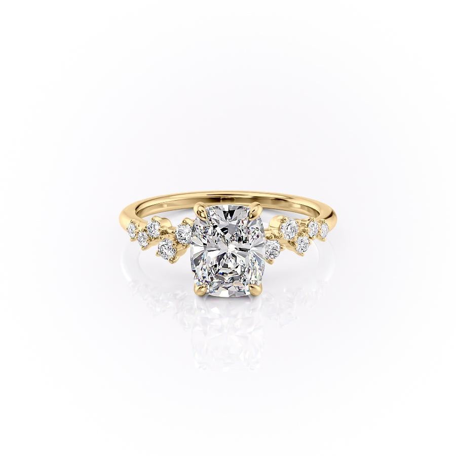 2.0CT Cushion Cut Hidden Halo Unique Pave Moissanite Engagement Ring