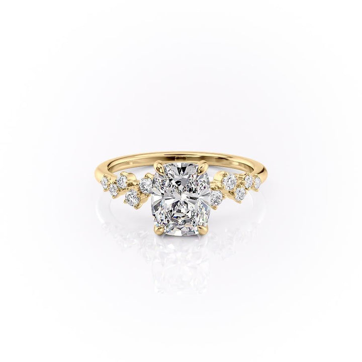 2.0CT Cushion Cut Hidden Halo Unique Pave Moissanite Engagement Ring