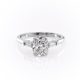 2.0CT Cushion Cut Three Stone Moissanite Engagement Ring