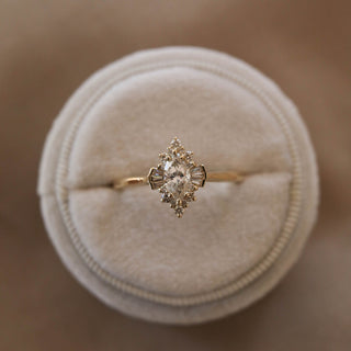 0.75ct Marquise Cluster Unique Diamond Moissanite Engagement Ring