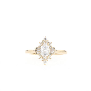 0.75ct Marquise Cluster Unique Diamond Moissanite Engagement Ring