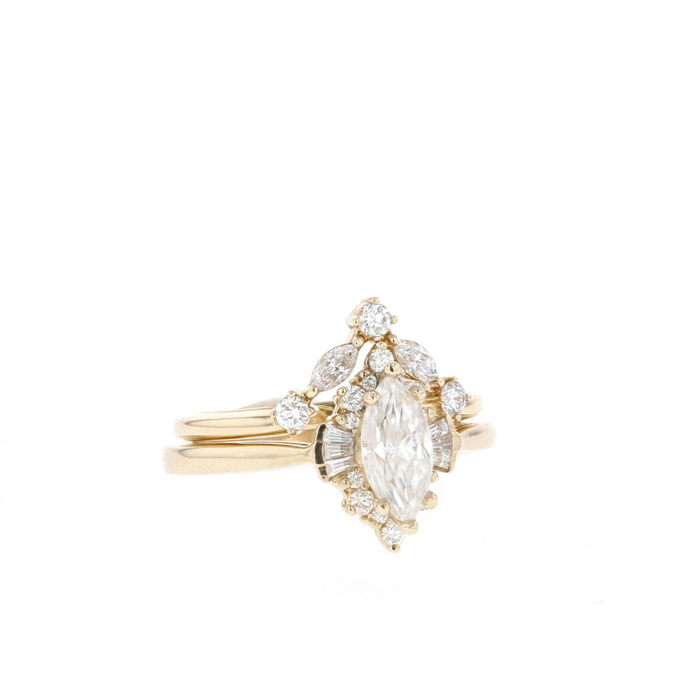 0.75CT Marquise Moissanite Diamond Cluster Wedding Ring Set