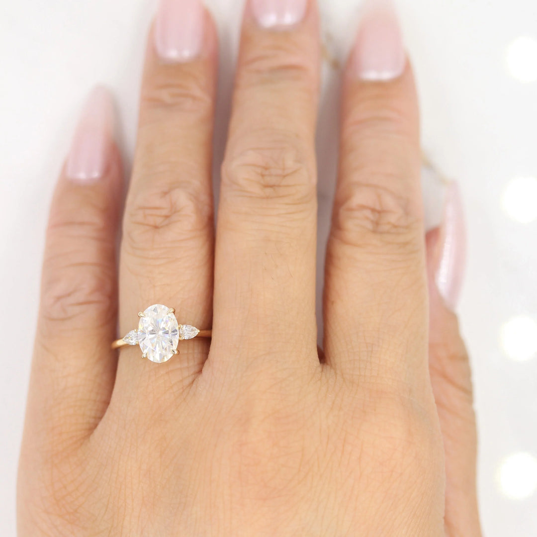 3.75CT Oval Cut Three Stone Moissanite Diamond Engagement Ring