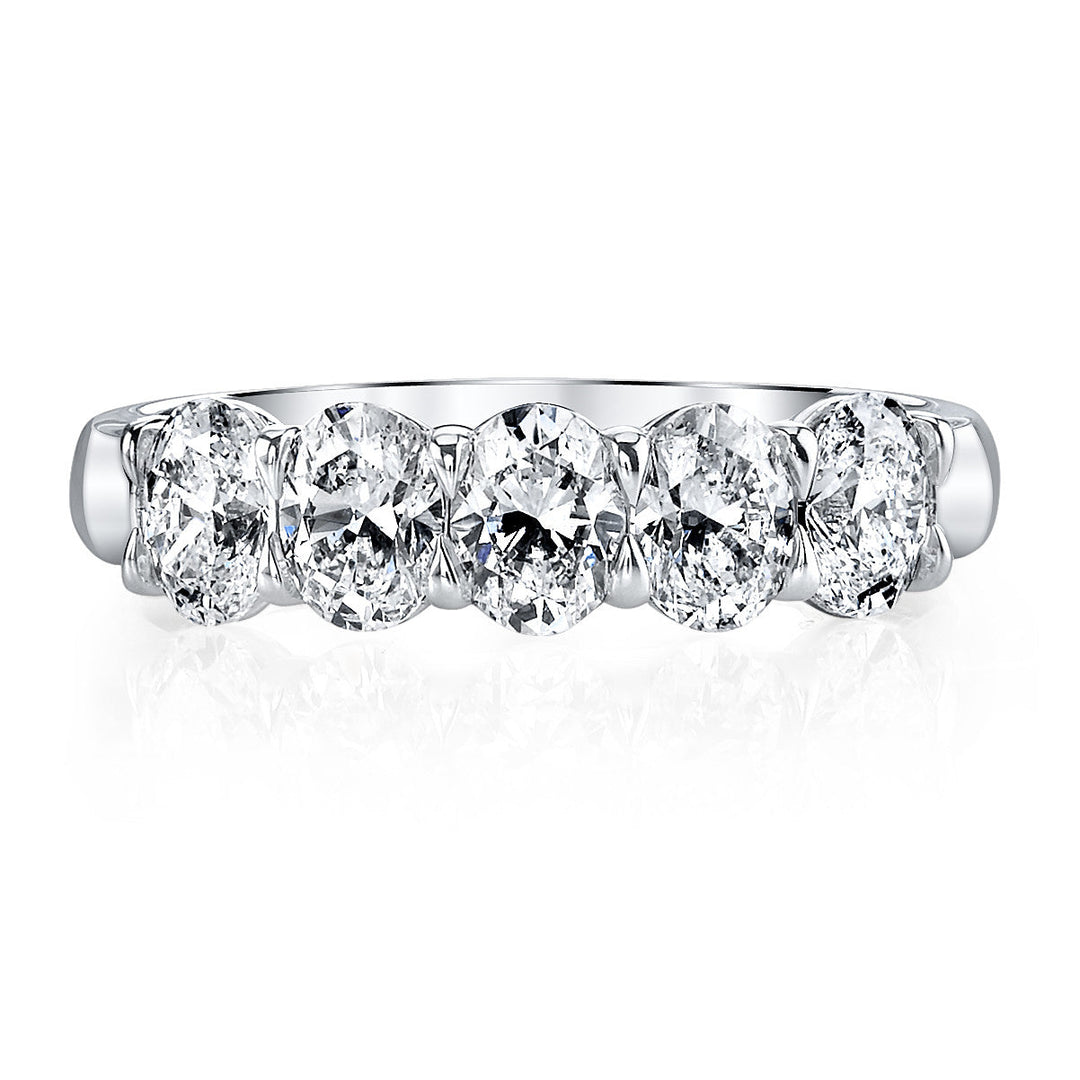 1.0ct Oval Cut 5 Stone Moissanite Diamond Wedding Band