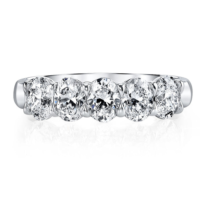 1.0ct Oval Cut 5 Stone Moissanite Diamond Wedding Band
