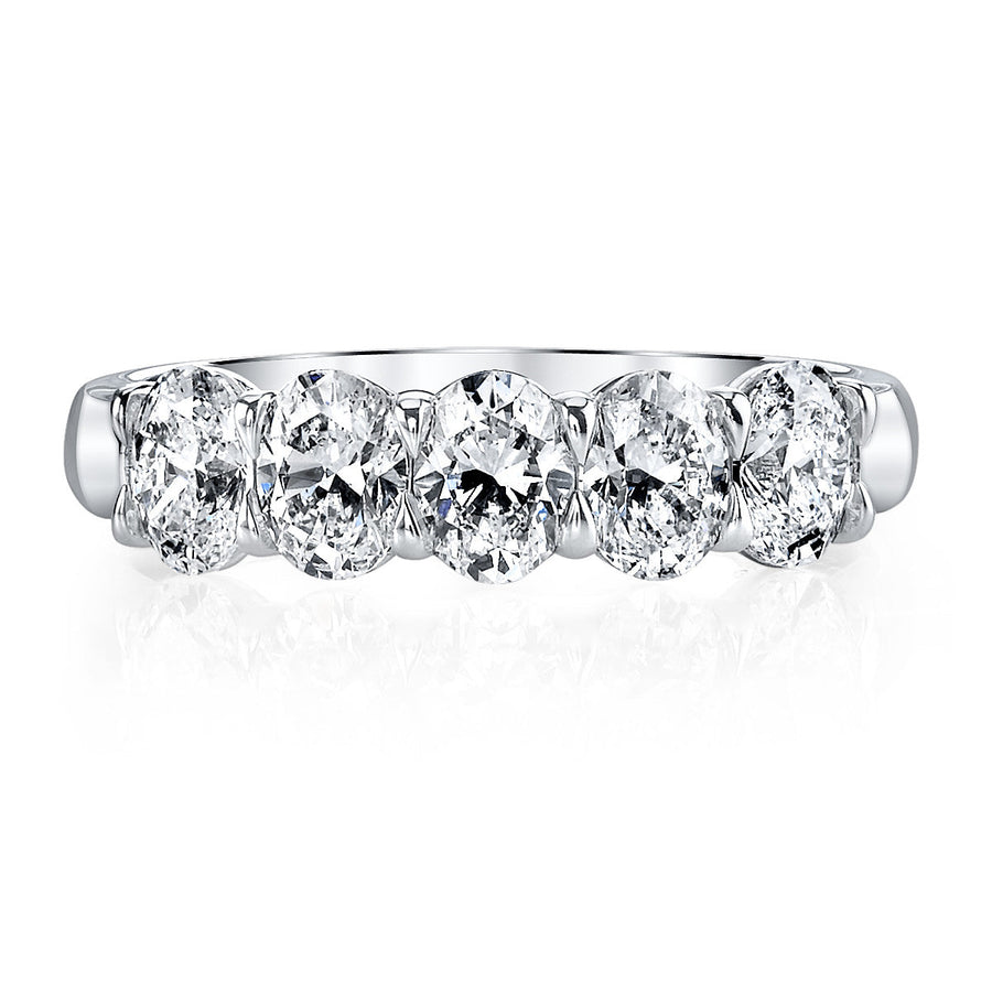 1.0ct Oval Cut 5 Stone Moissanite Diamond Wedding Band