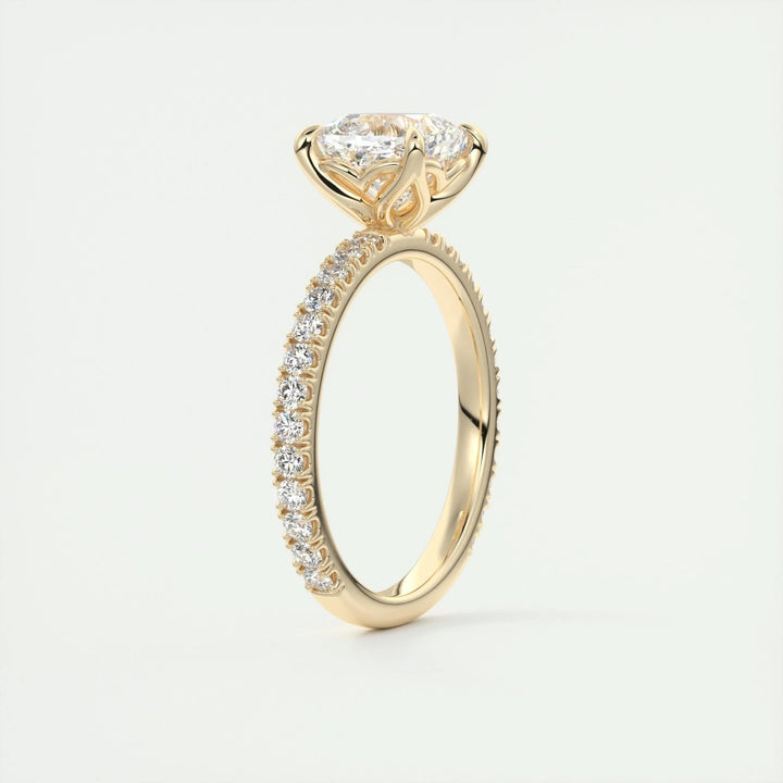 2ct Cushion F- VS1 Diamond Pave Engagement Ring