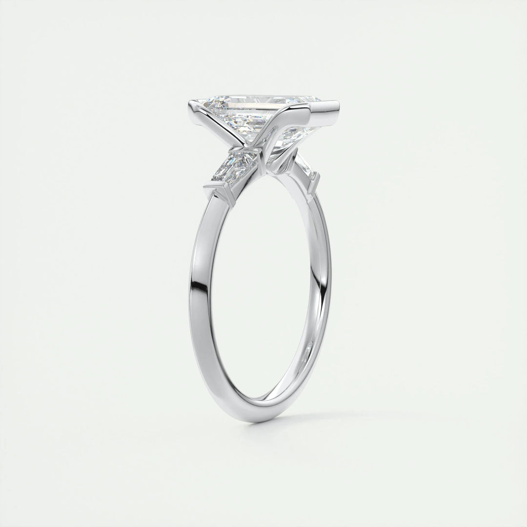 2ct Emerald F - VS1 Lab Grown Diamond Three Stones Engagement Ring - Doozy Diamonds