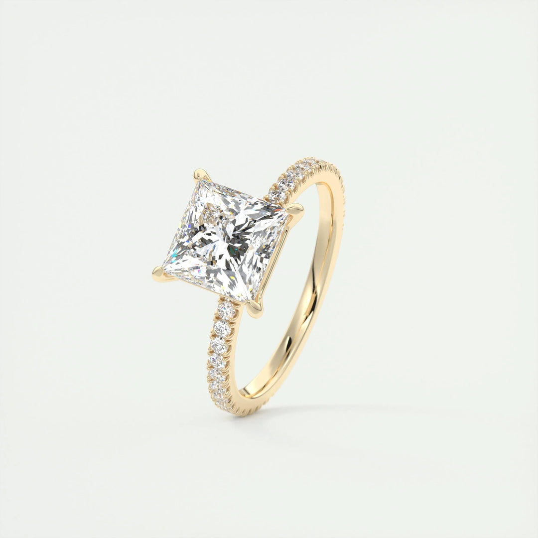 2ct Princess F - VS1 Lab Grown Diamond Pave Engagement Ring - Doozy Diamonds