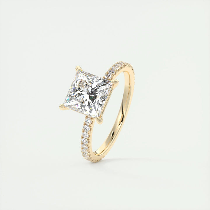 2ct Princess F - VS1 Lab Grown Diamond Pave Engagement Ring - Doozy Diamonds