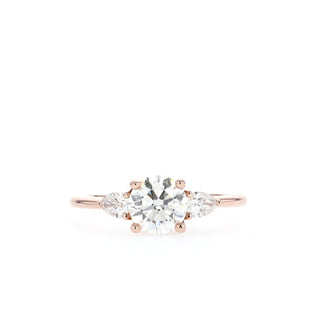 1.05CT Round Moissanite Diamond Three Stone Engagement Ring