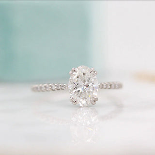 1.91 CT Oval Solitaire With Pave Setting Moissanite Engagement Ring