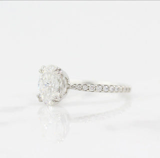 1.91 CT Oval Solitaire With Pave Setting Moissanite Engagement Ring