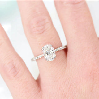 1.91 CT Oval Solitaire With Pave Setting Moissanite Engagement Ring