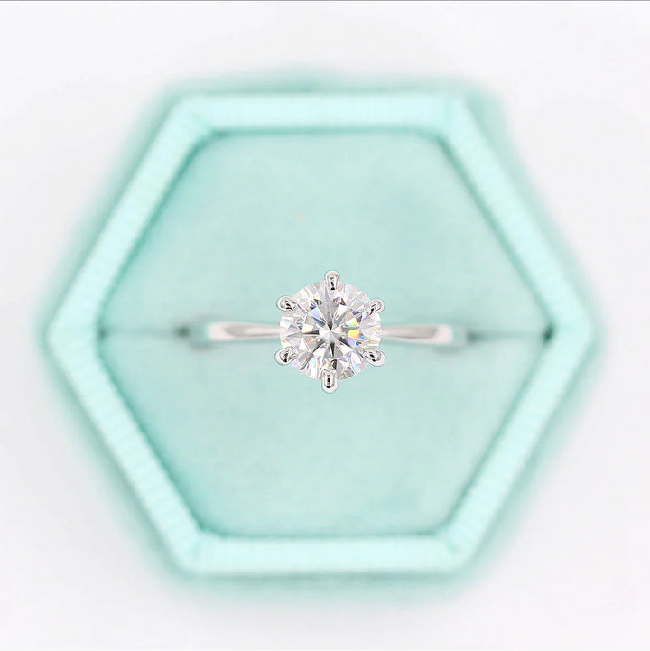 1.0 CT Round Cut Solitaire Moissanite Diamond Engagement Ring