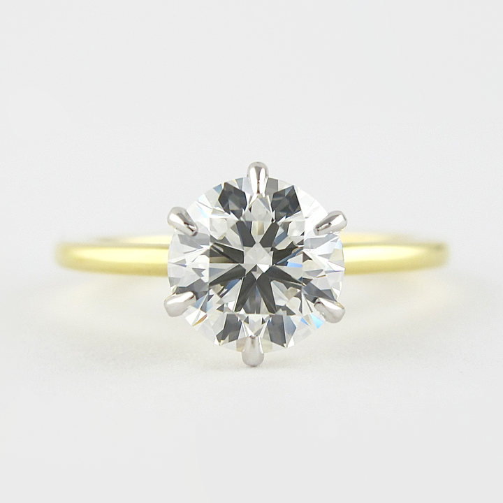 1.0CT Round Cut 6 Prongs Moissanite Solitaire Engagement Ring
