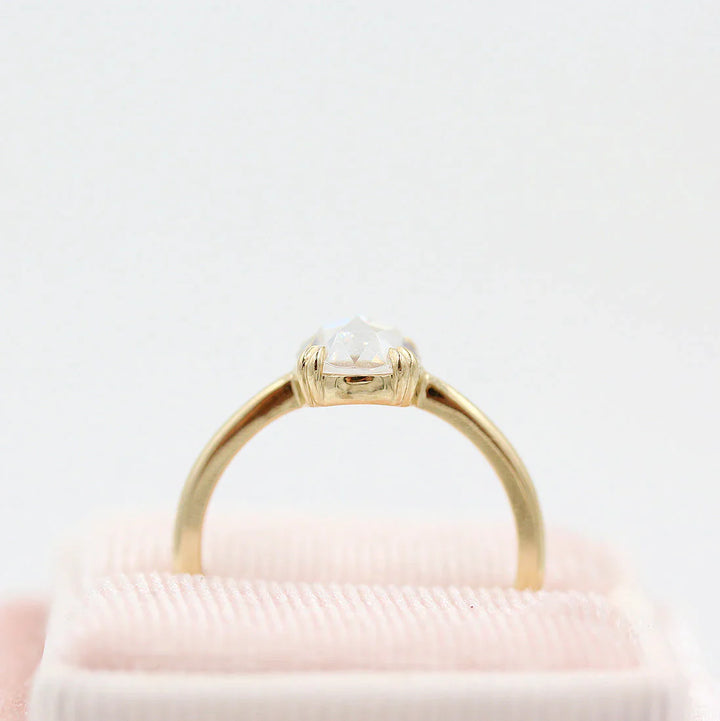 1.0CT Round Rose Cut Solitaire Moissanite Engagement Ring