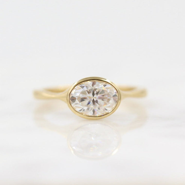 1.50ct Oval Cut Bezel Solitaire F Color VS1 Purity Lab Grown Diamond Engagement Ring