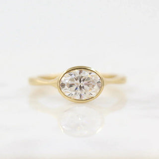 2.0CT Oval Cut Bezel Solitaire Moissanite Diamond Engagement Ring