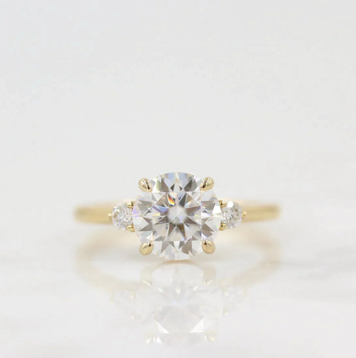 1.80CT Round Cut Three Stone Moissanite Engagement Ring