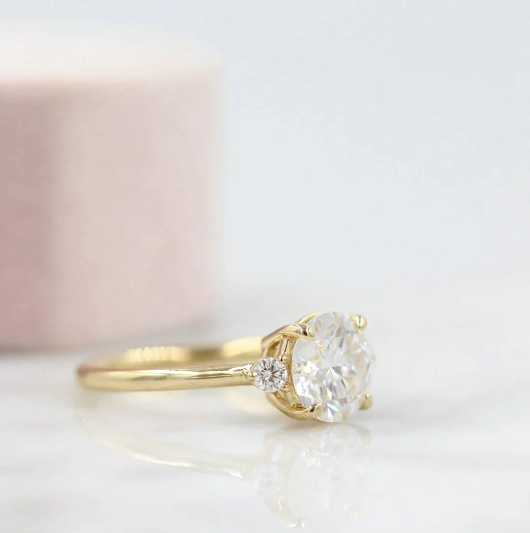 1.80CT Round Cut Three Stone Moissanite Engagement Ring