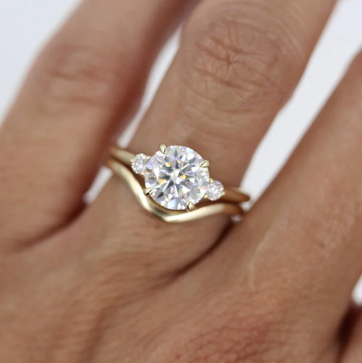 1.80CT Round Cut Three Stone Moissanite Engagement Ring