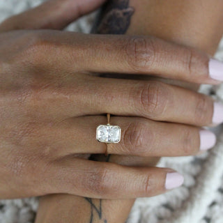 2.43CT Radiant Bezel Solitaire Moissanite Diamond Engagement Ring