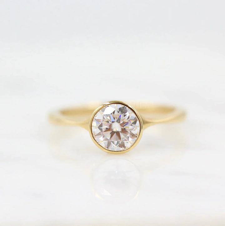 1.80 CT Round Cut Bezel Solitaire Moissanite Engagement Ring