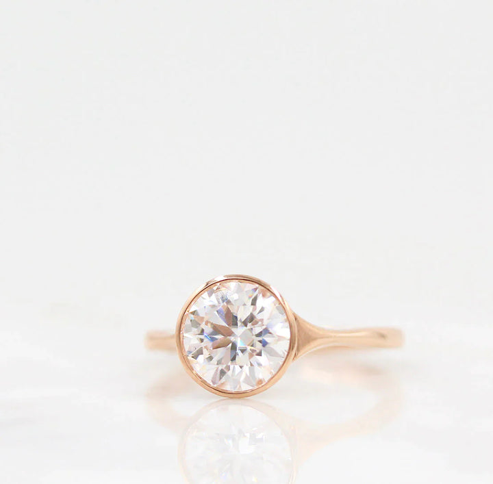 1.80CT Round Cut Bezel Solitaire Moissanite Engagement Ring