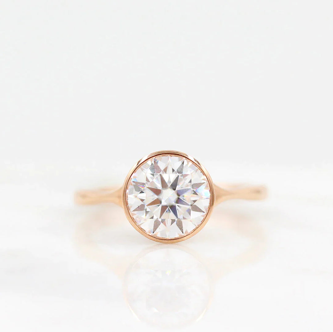 1.80CT Round Cut Bezel Solitaire Moissanite Engagement Ring