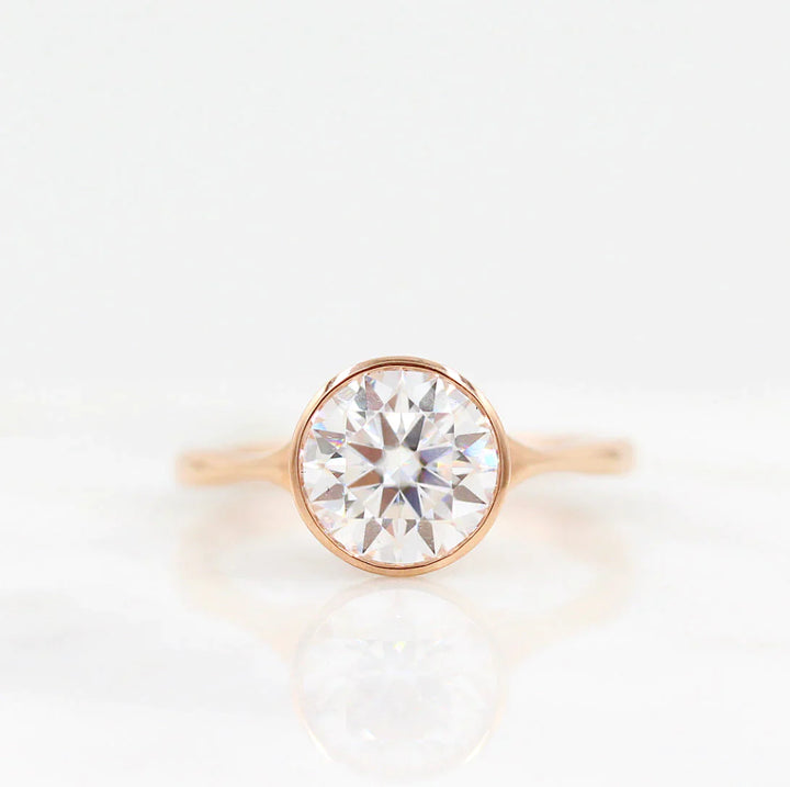 1.80CT Round Cut Bezel Solitaire Moissanite Engagement Ring