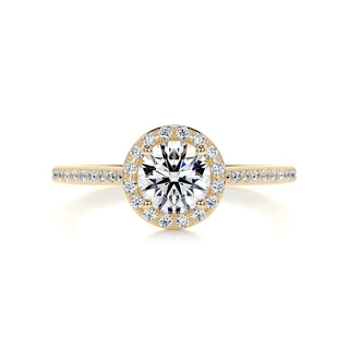 1.0ct Round Cut Halo Pave Moissanite Diamond Engagement Ring