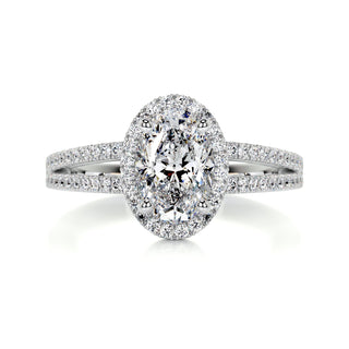 0.90ct Oval Cut Halo Split Shank Moissanite Diamond Engagement Ring