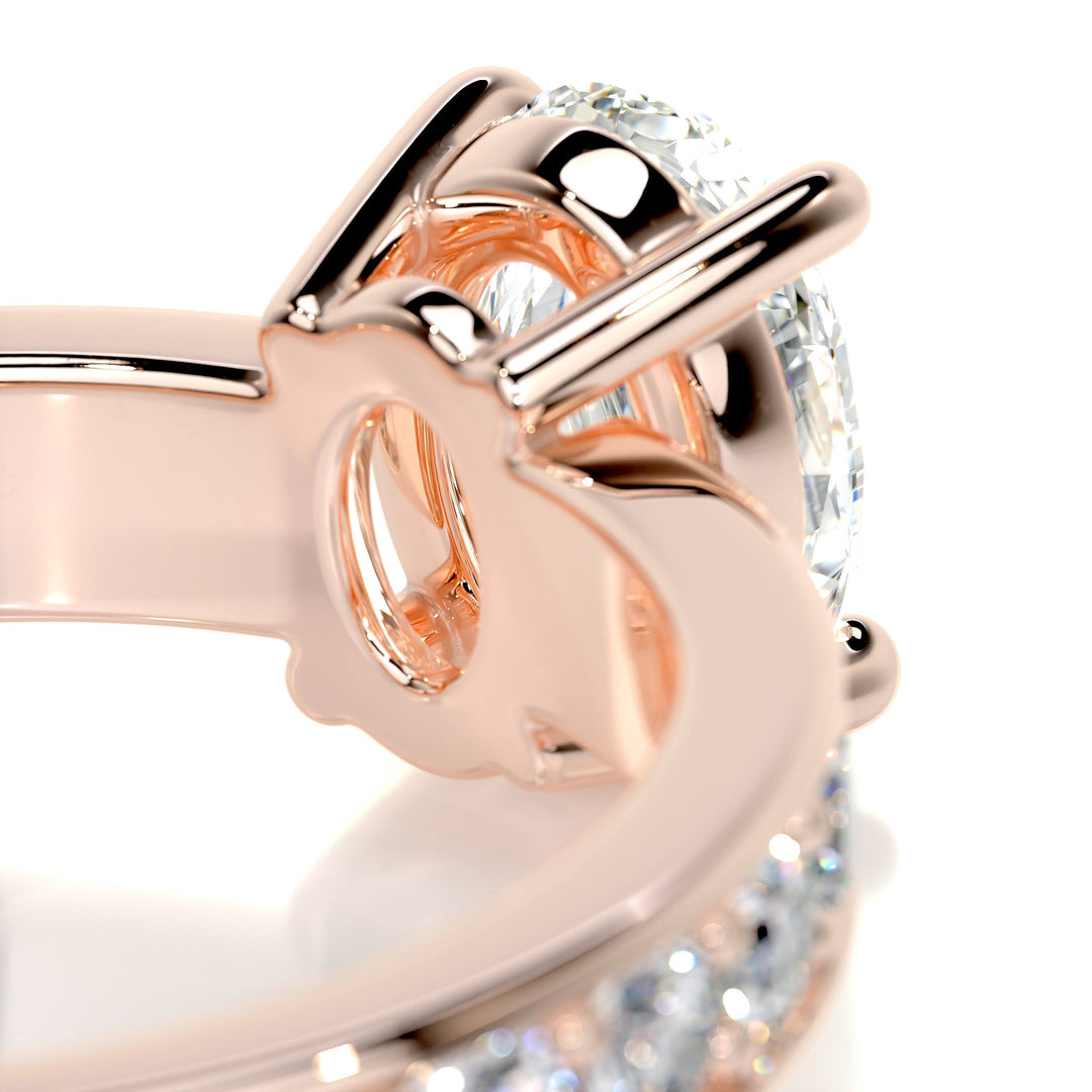 1.0 Carat Oval Cut Pave Moissanite Engagement Ring