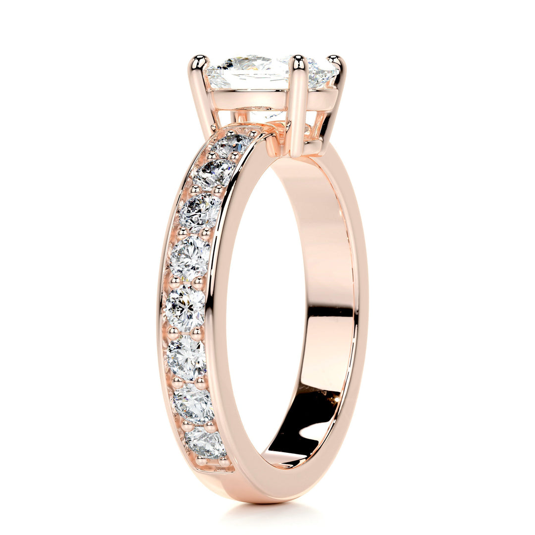 1.0 Carat Oval Cut Pave Moissanite Engagement Ring