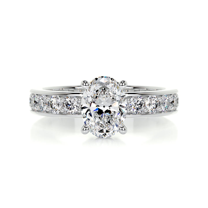1.0 Carat Oval Cut Pave Moissanite Engagement Ring
