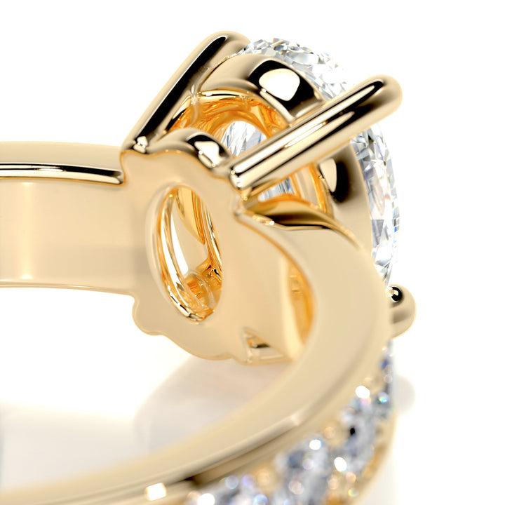 1.0 Carat Oval Cut Pave Moissanite Engagement Ring
