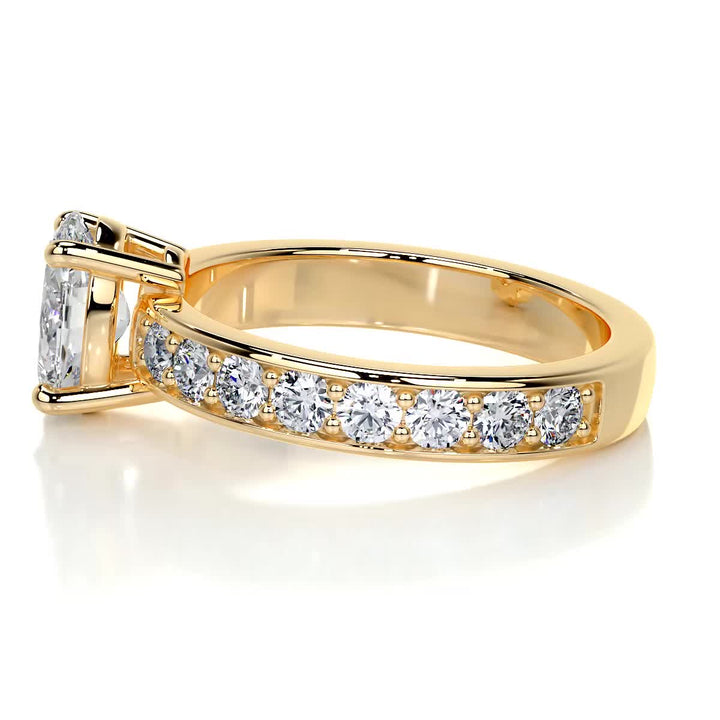 1.0 Carat Oval Cut Pave Moissanite Engagement Ring