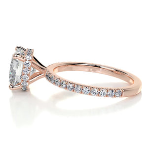 2.0ct Cushion Cut Hidden Halo Moissanite Diamond Engagement Ring