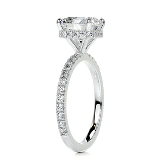 2.0ct Cushion Cut Hidden Halo Moissanite Diamond Engagement Ring