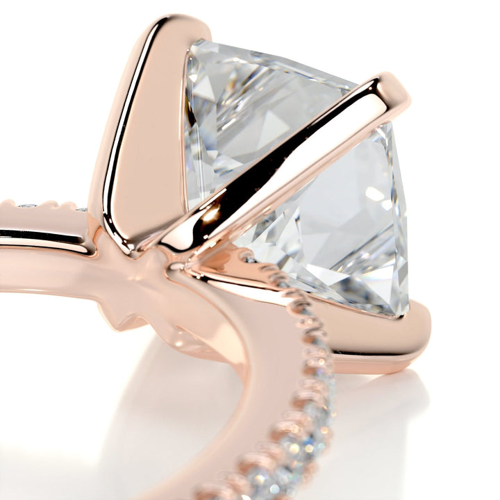 2.0ct Princess Cut Pave Moissanite Diamond Engagement Ring