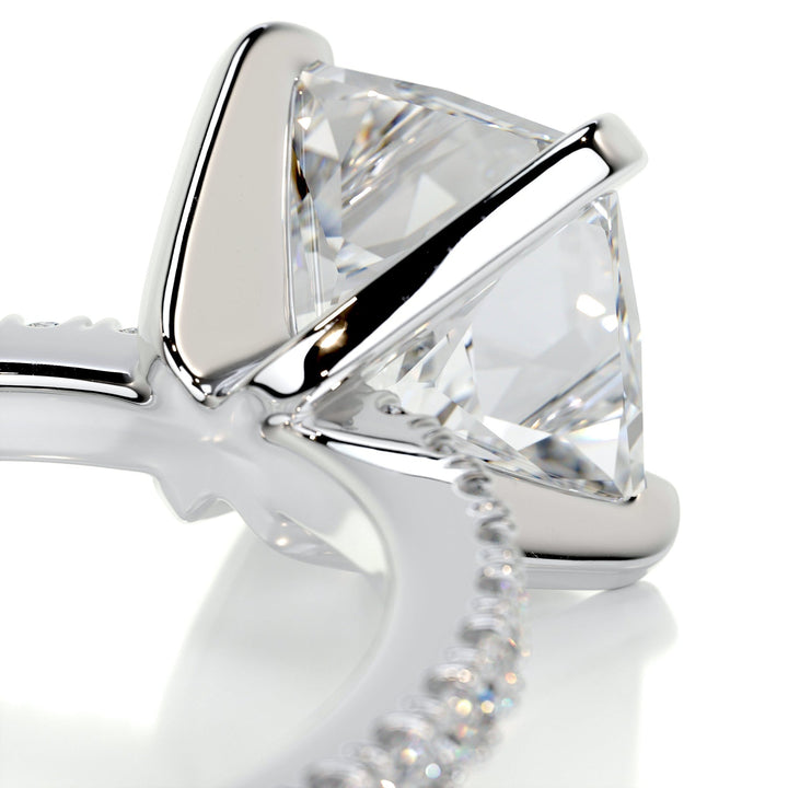 2.0ct Princess Cut Pave Moissanite Diamond Engagement Ring