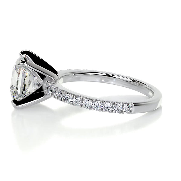 2.0ct Princess Cut Pave Moissanite Diamond Engagement Ring